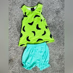 Neon Green & Aqua Two-Piece Tank and Bloomers Set